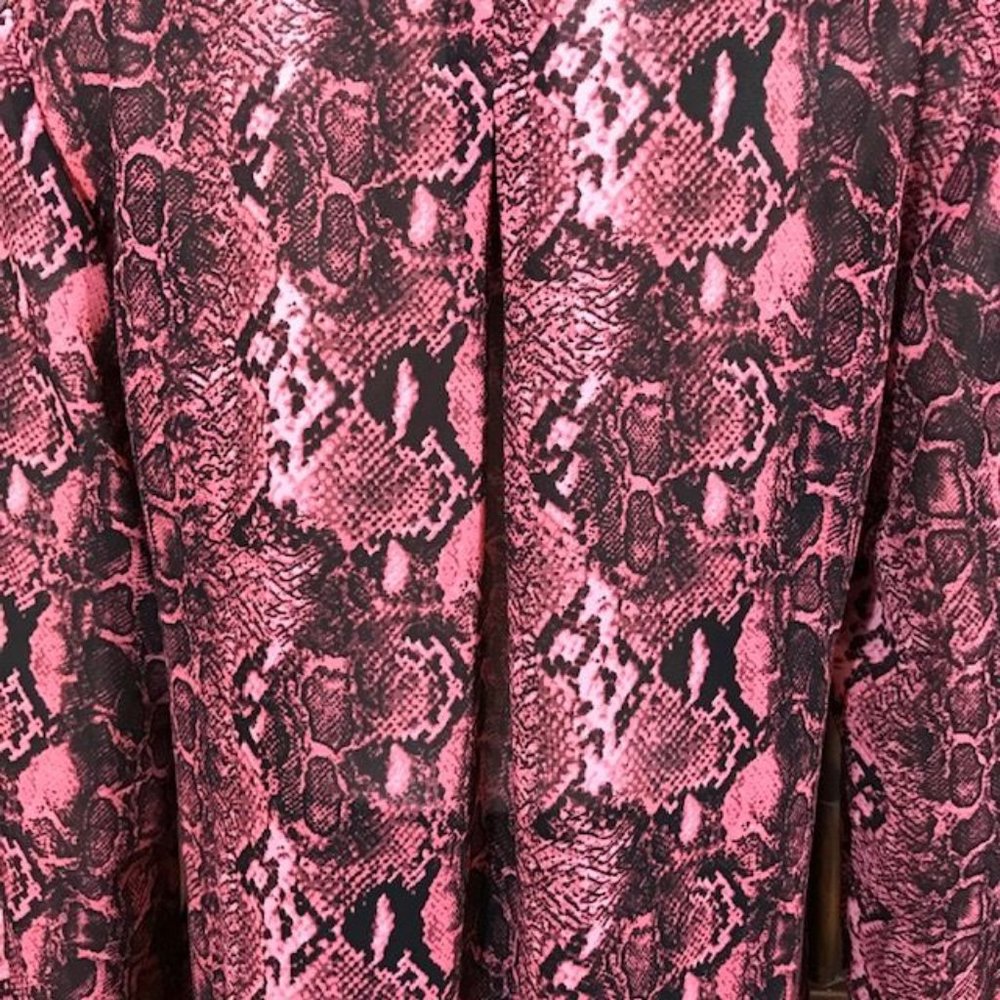 Joan Rivers Pink Python Micro Crepe Overlay V-neck Top - Picture 10 of 13